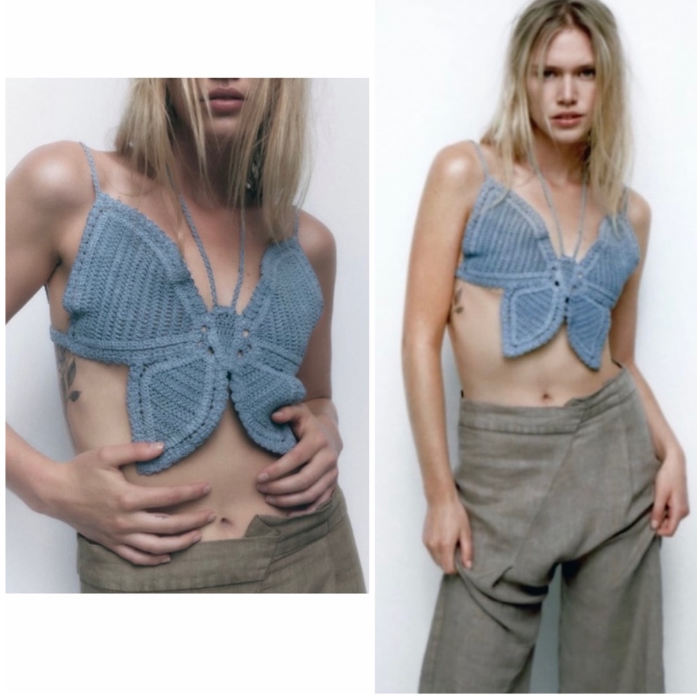 Zara butterfly 🦋 crochet crop top, hand knitted